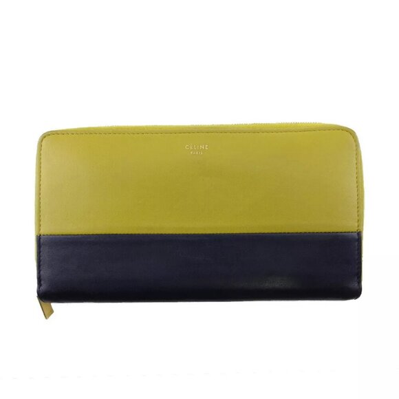 Celine long wallet bicolor leather Authentic USED - Picture 1 of 11